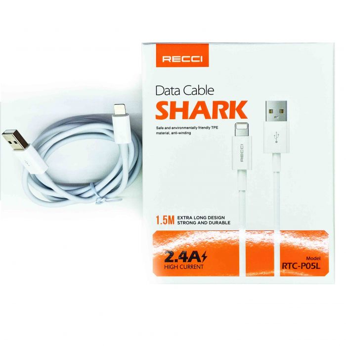Cablu de încărcare pentru iPhone, iPad - Lightning - USB (RECCI, 150cm, 2400 mA) Orig