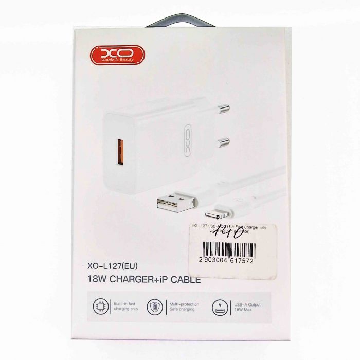 Зарядное устройство XO набор (блок + кабель ) 18W USB Lightning для iPhone, iPad